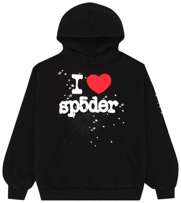 Sp5der Souvenir Hoodie Black I Love Sp5der 555 Spider Web Spider Young Thug Merch