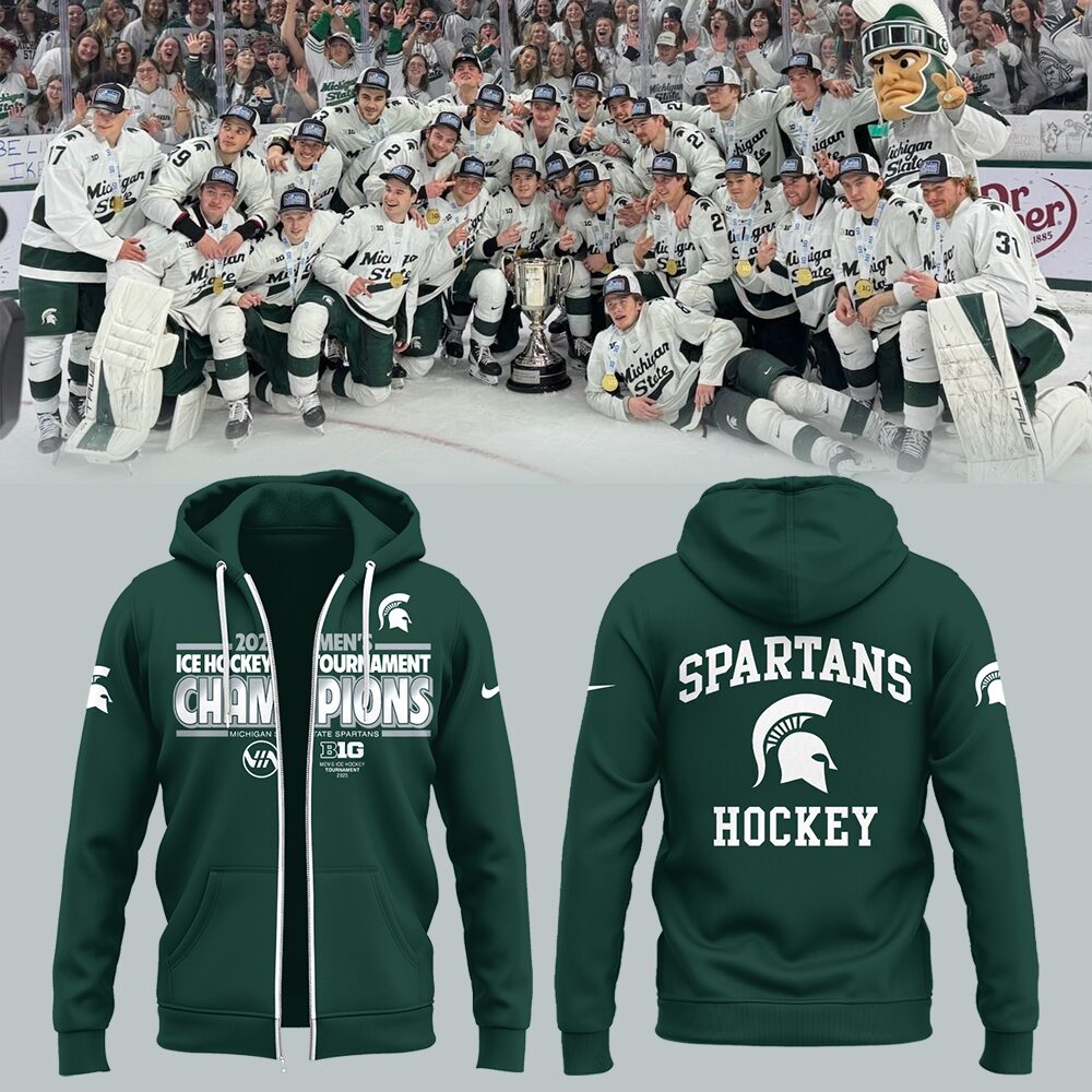 Spartans MenÃ¢â‚¬â„¢s Ice Hockey x BIG10 Championship Zip Hoodie Hockey Players Gifts Ideas