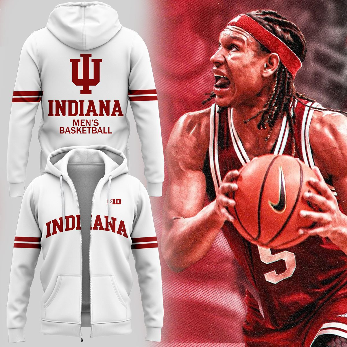Special Edition Indiana Basketball Zip Hoodie 2025 Best Gifts For Basketball Fans