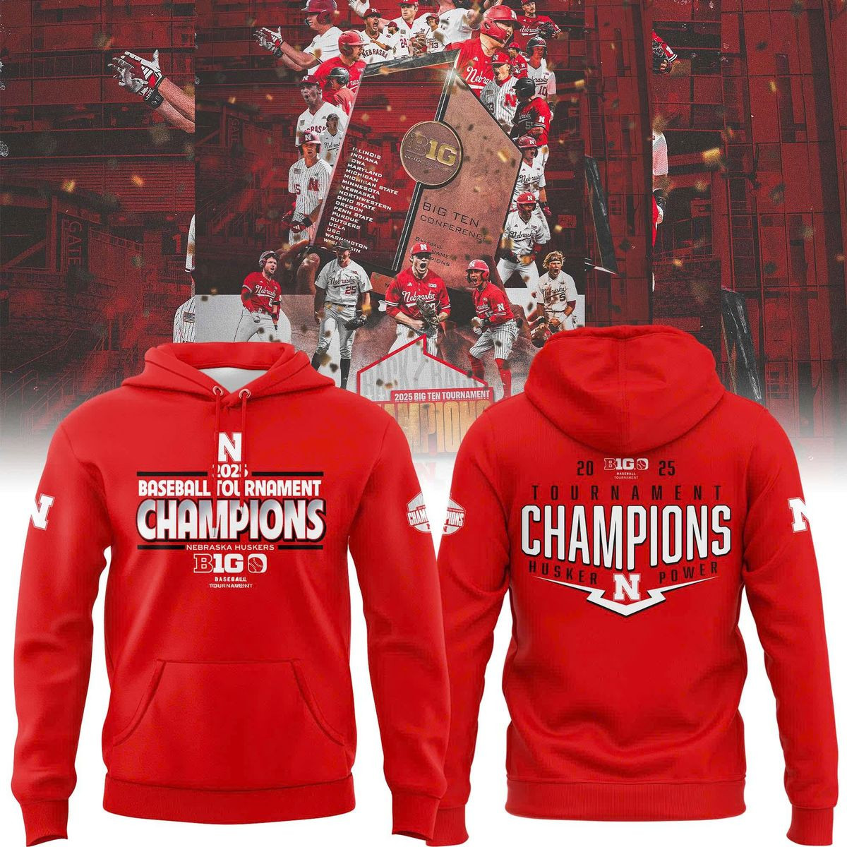 Special New 2025 Big Ten Baseball Conference Tournament Champions Hoodie Presents For Softball Fans