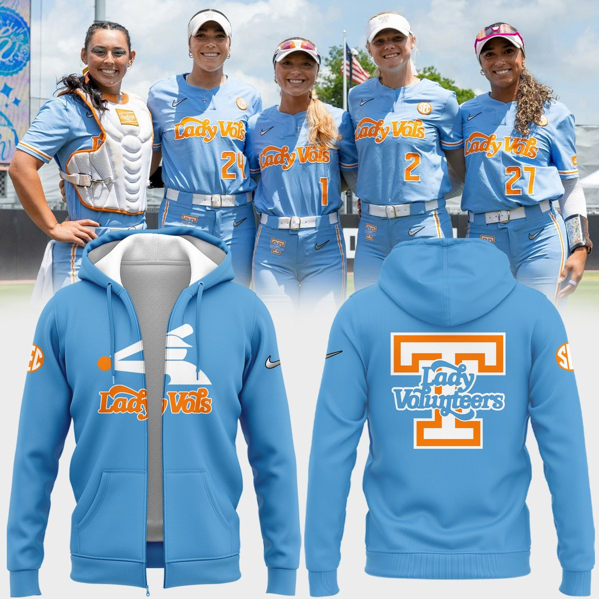 Special New Lady Vols Softball Summitt Blue Zip Hoodie Unique Gifts For Softball Lovers