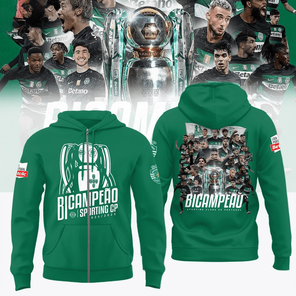 Sporting Clube De Portugal 2025 Champions Zip Hoodie Soccer Enthusiast Gifts