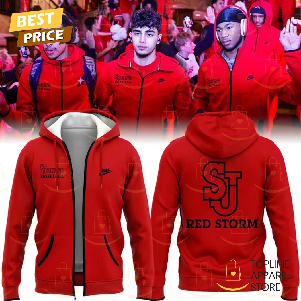 St Johns Red Storm 2025 Zip Hoodie - Red