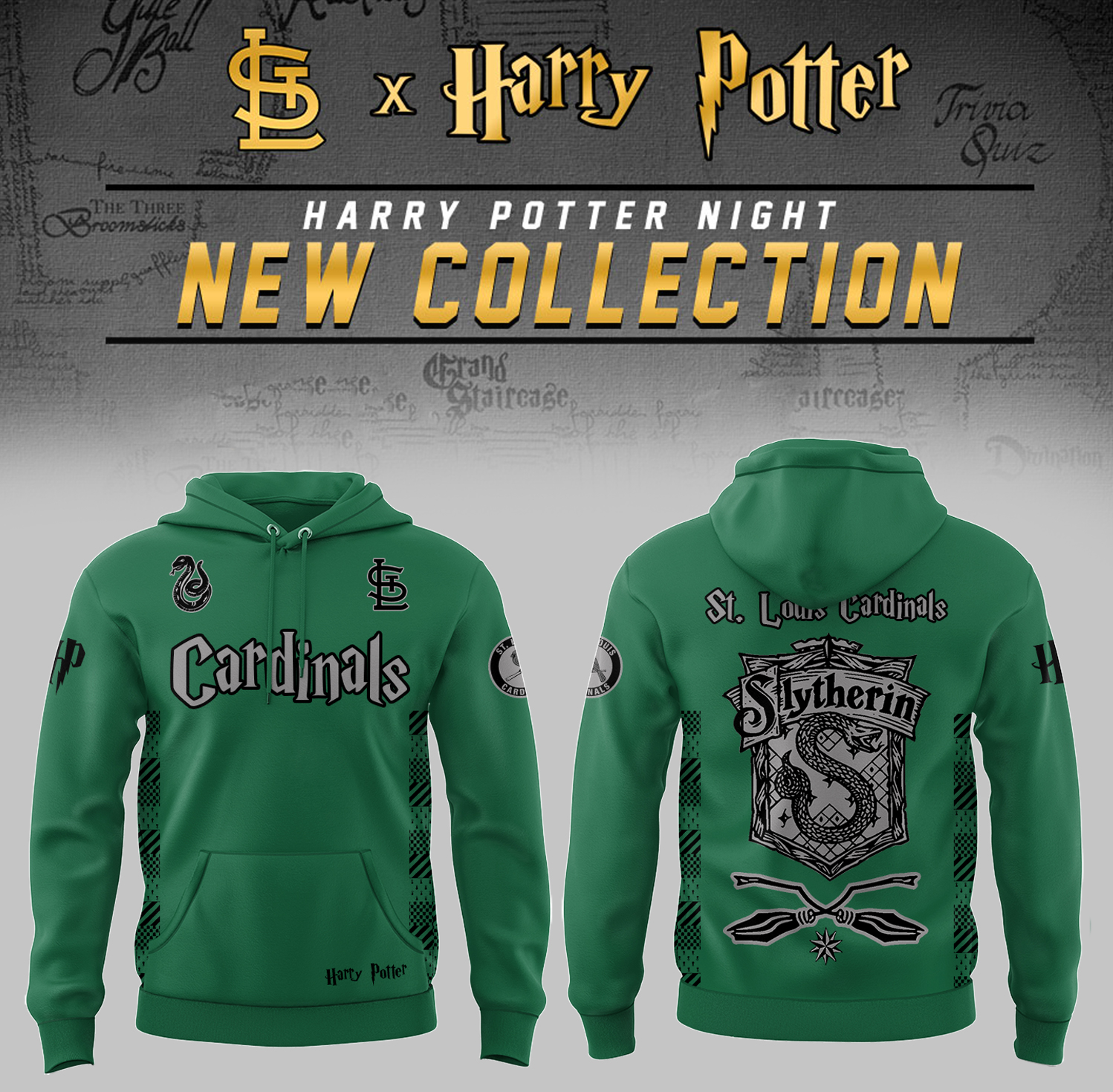 St. Louis Cardinals x Harry Potter Night Slytherin House Hoodie Gift For Baseball Lover