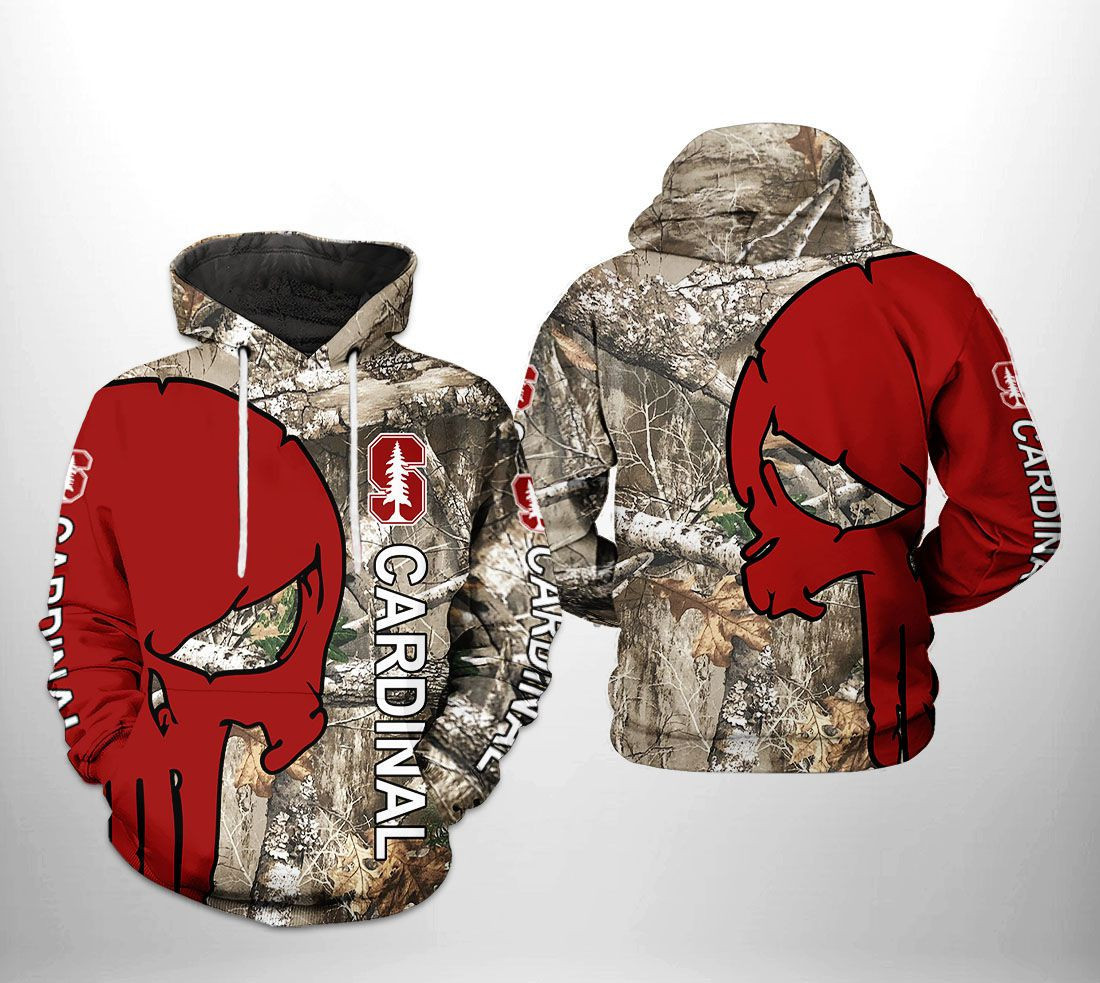 Stanford Cardinals NCAA Camo Veteran Hunting Hoodie  Zip Hoodie