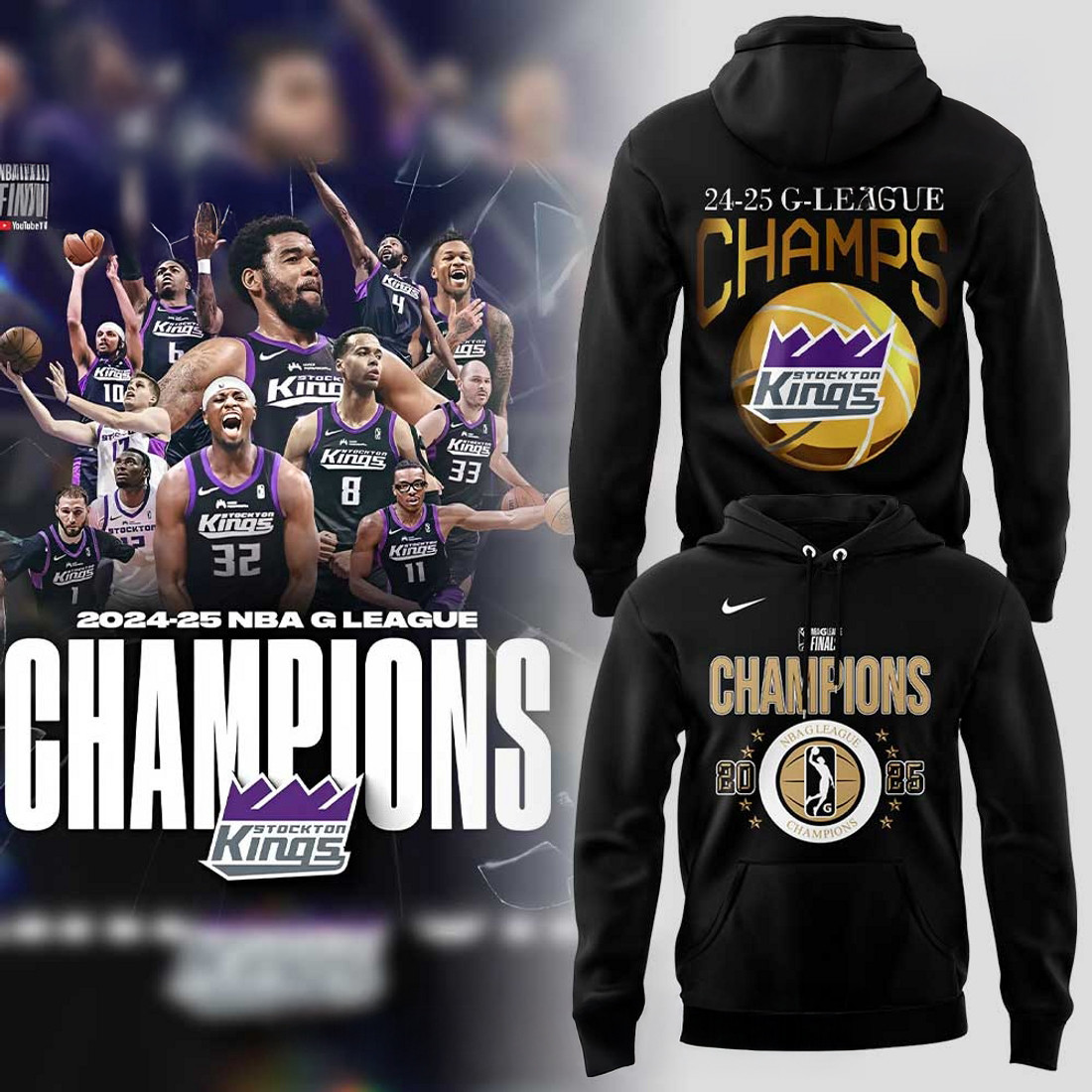 Stockton Kings G-League Champions 2025 Hoodie Gift For Basketball Fans