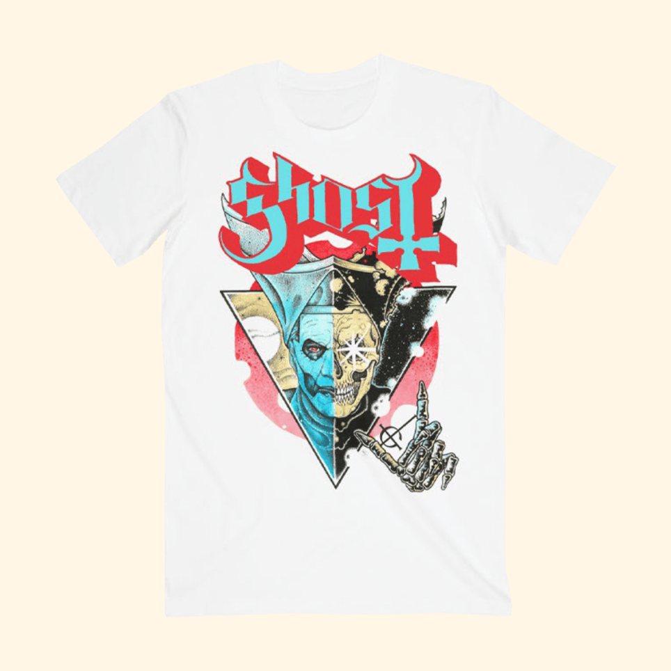 Store Ghost Band Split Face T-Shirt Ghost Merch Gifts For Music Fans Christmas Gifts For Him