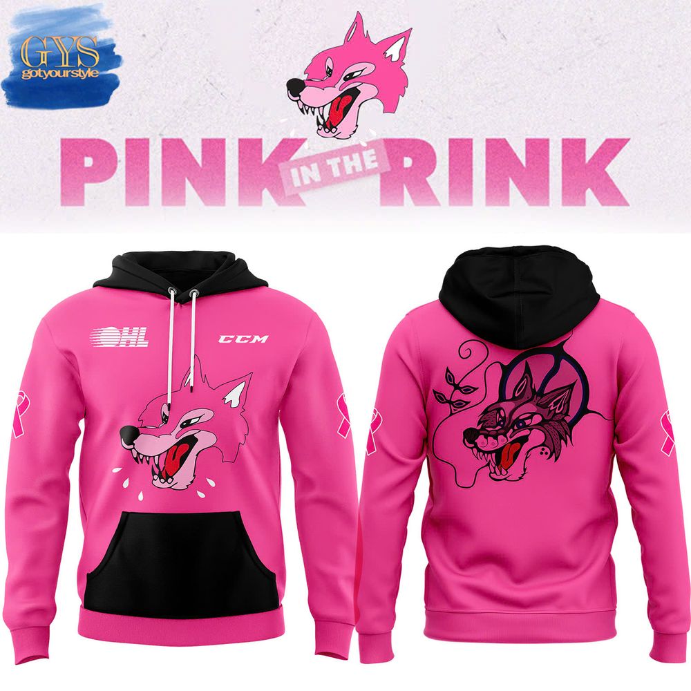 Sudbury Wolves x Pink in the Rink Night 2024 Pullover Hoodie