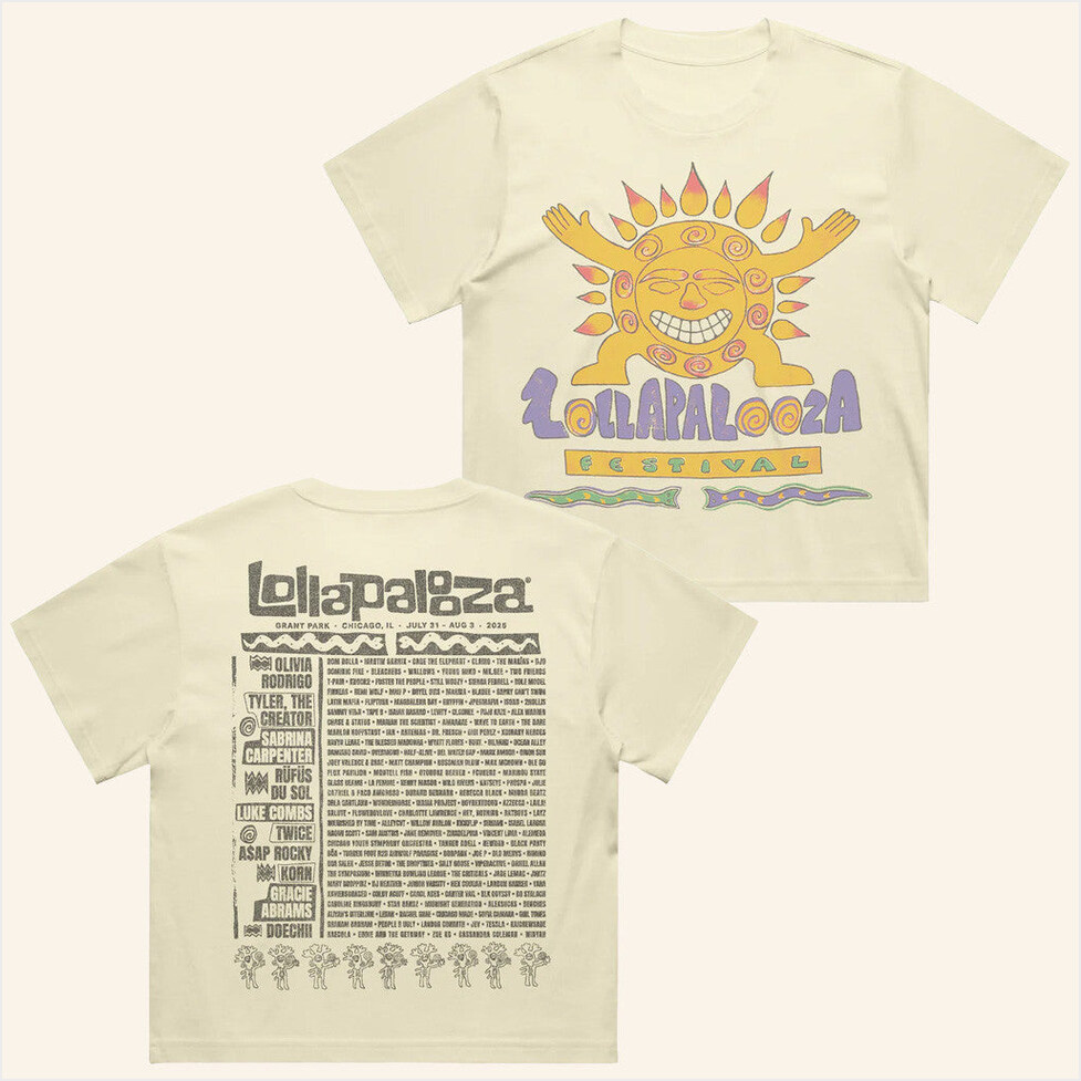 Sunburst T-Shirt Lollapalooza Band Merch BFF Birthday Gifts Christmas Presents