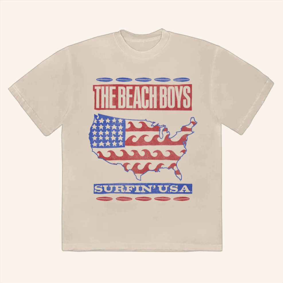Surfin USA Flag T-Shirt The Beach Boys Merch Birthday Gifts For Rock Band Fans BFF Gifts