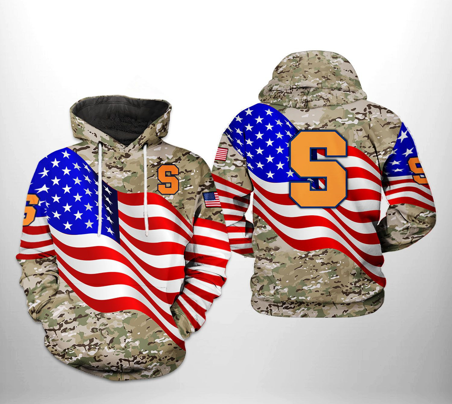 Syracuse Orange NCAA US Flag Camo Veteran Hoodie  Zip Hoodie
