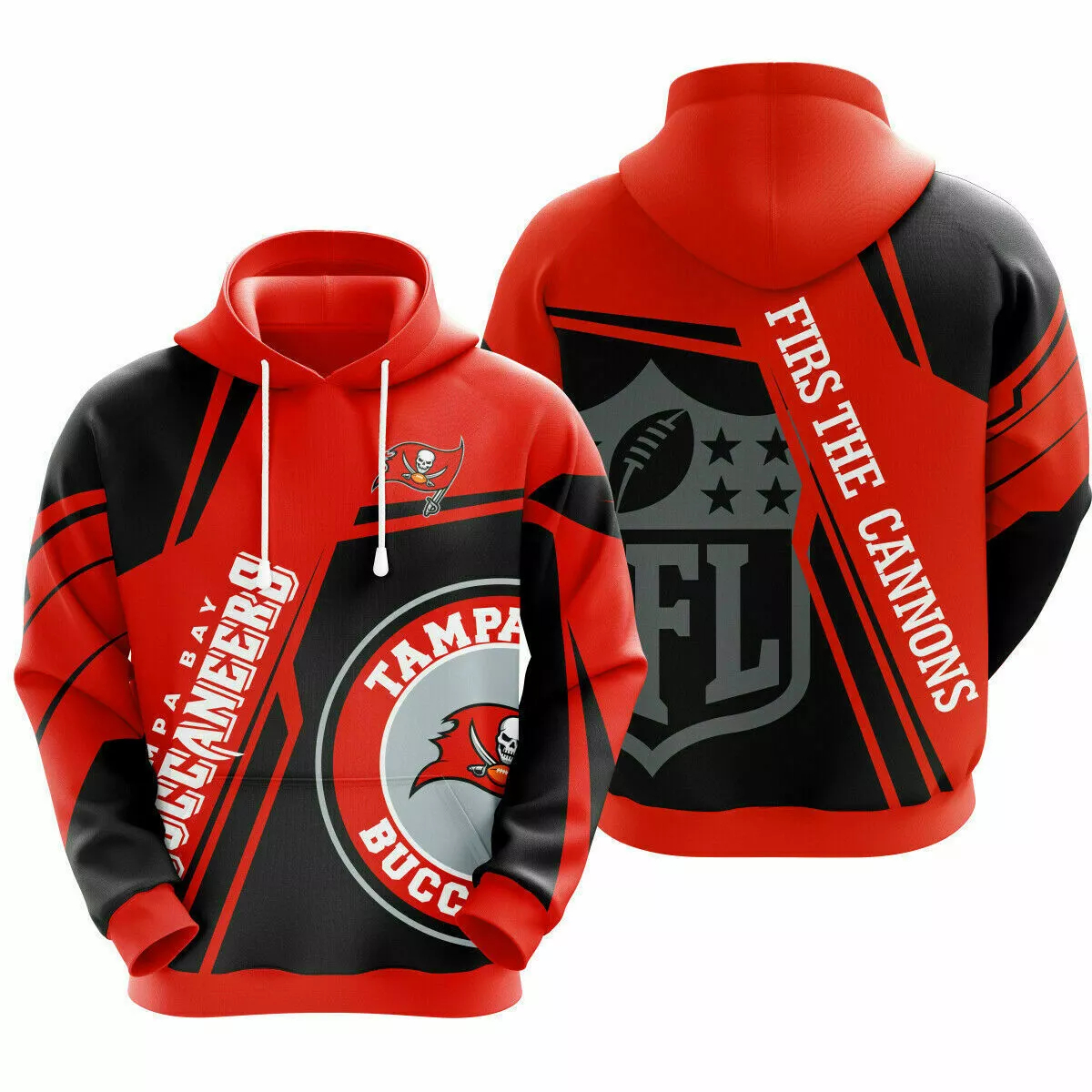 Tampa Bay Buccaneers Black Red V2 NFL Football Team Hoodie