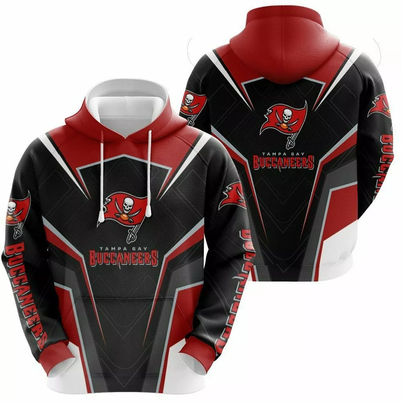 Tampa Bay Buccaneers Black V4 NFL Football Team Hoodie