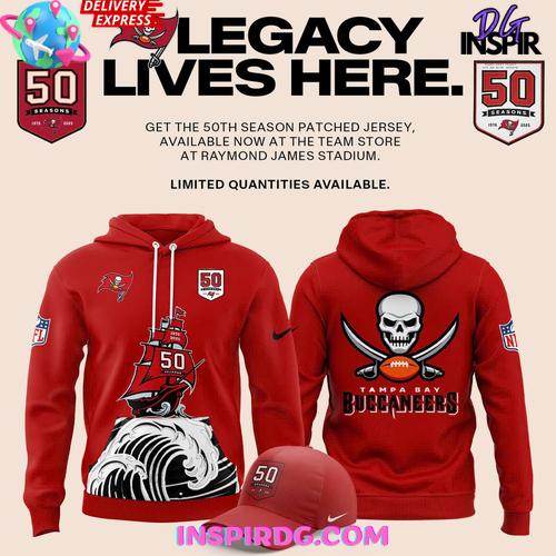 Tampa Bay Buccaneers Celebrate The Legacy of 50 Seasons Red Hoodie T-shirt Sweatshirt All Merchandise