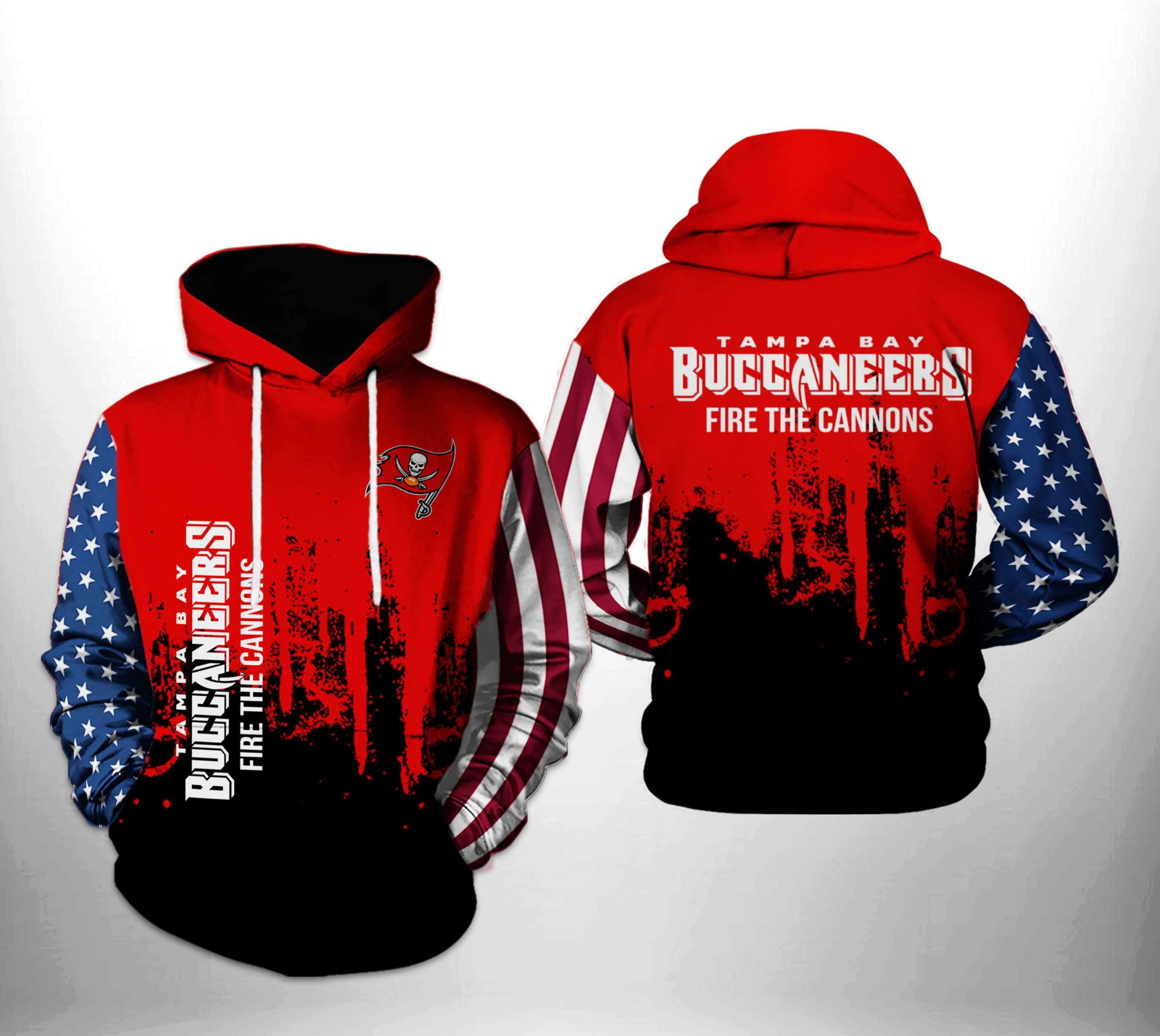 Tampa Bay Buccaneers Flag Sleeve NFL Team US Hoodie  Zip Hoodie