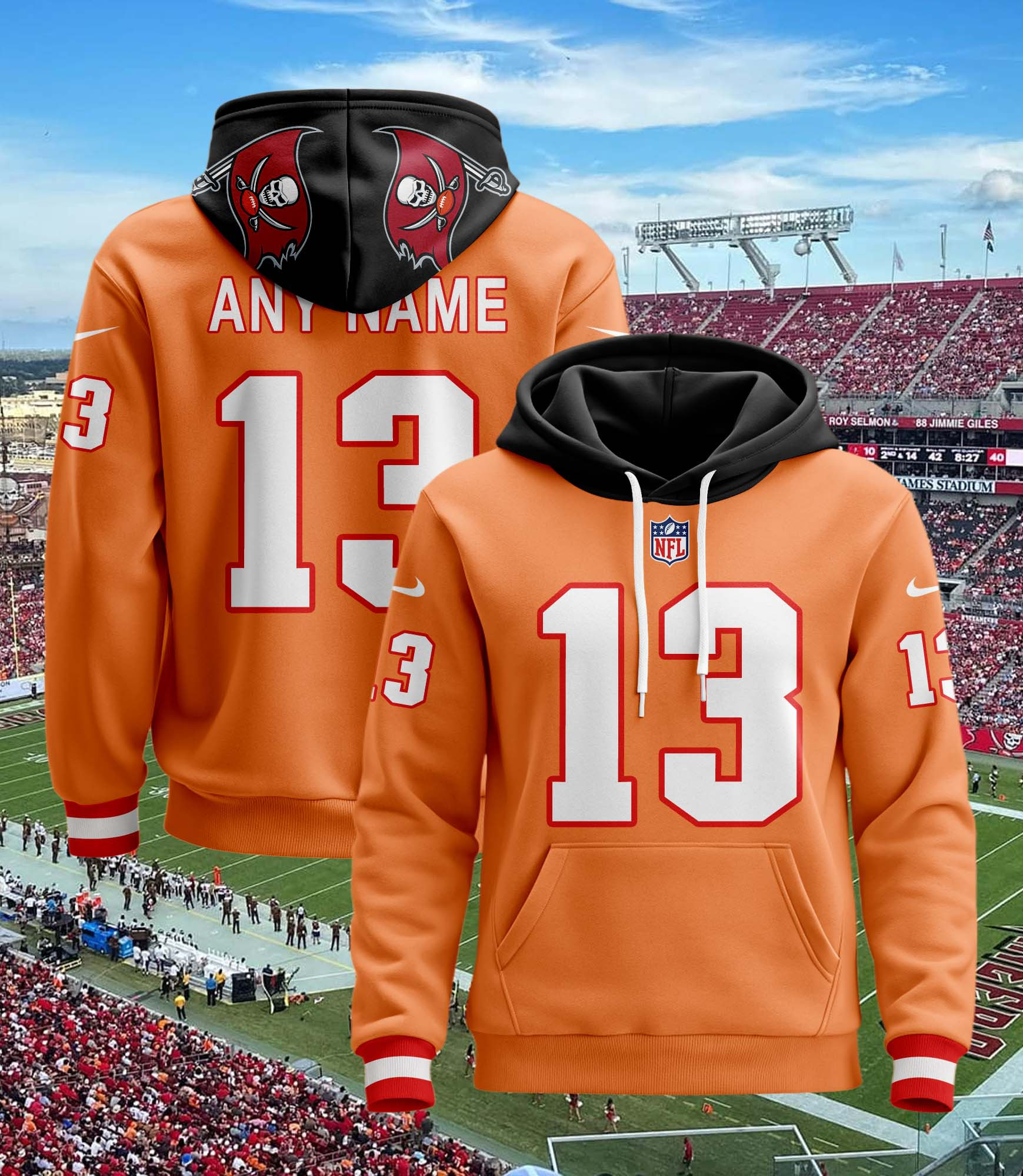 Tampa Bay Buccaneers Personalized Name And Number NFL 3D Hoodie Version 43