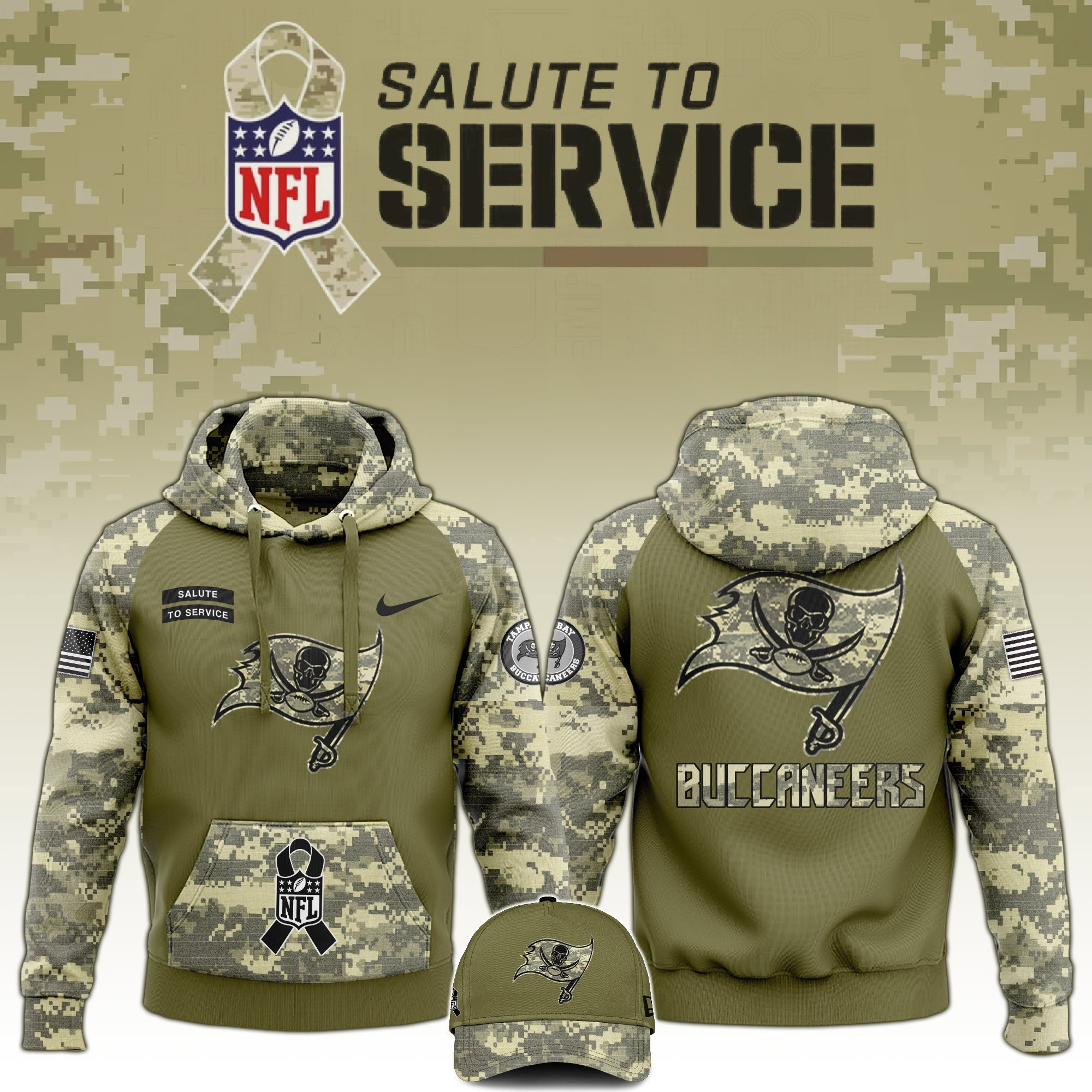 Tampa Bay Buccaneers Salute to Service Club  Edition Camo Hoodie Best FatherÃ¢â‚¬â„¢s Day Gift