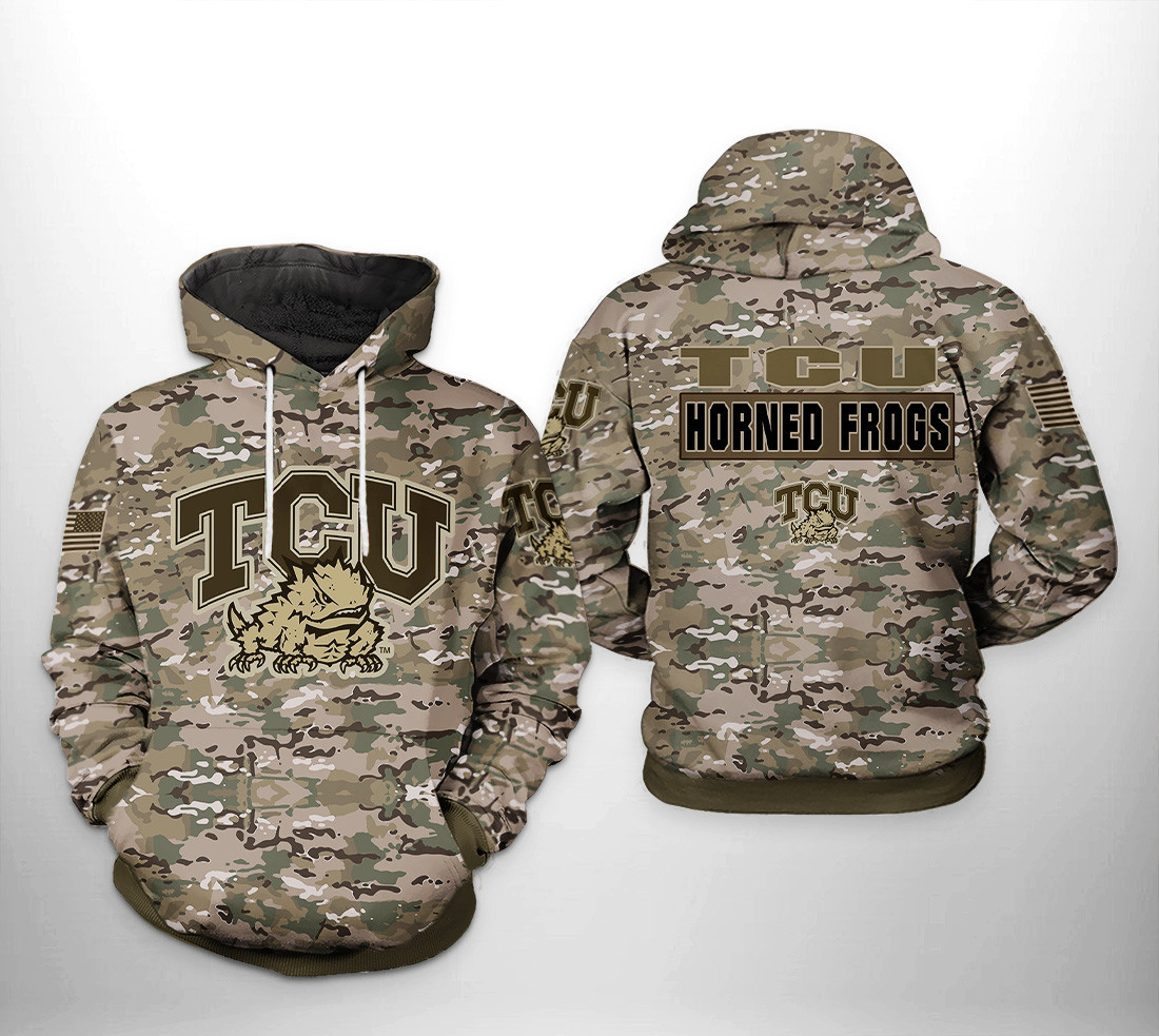 Tcu Horned Frogs NCAA Camo Veteran Hoodie  Zip Hoodie