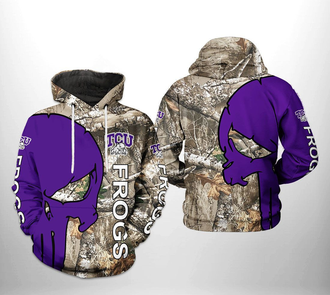 Tcu Horned Frogs NCAA Camo Veteran Hunting Hoodie  Zip Hoodie