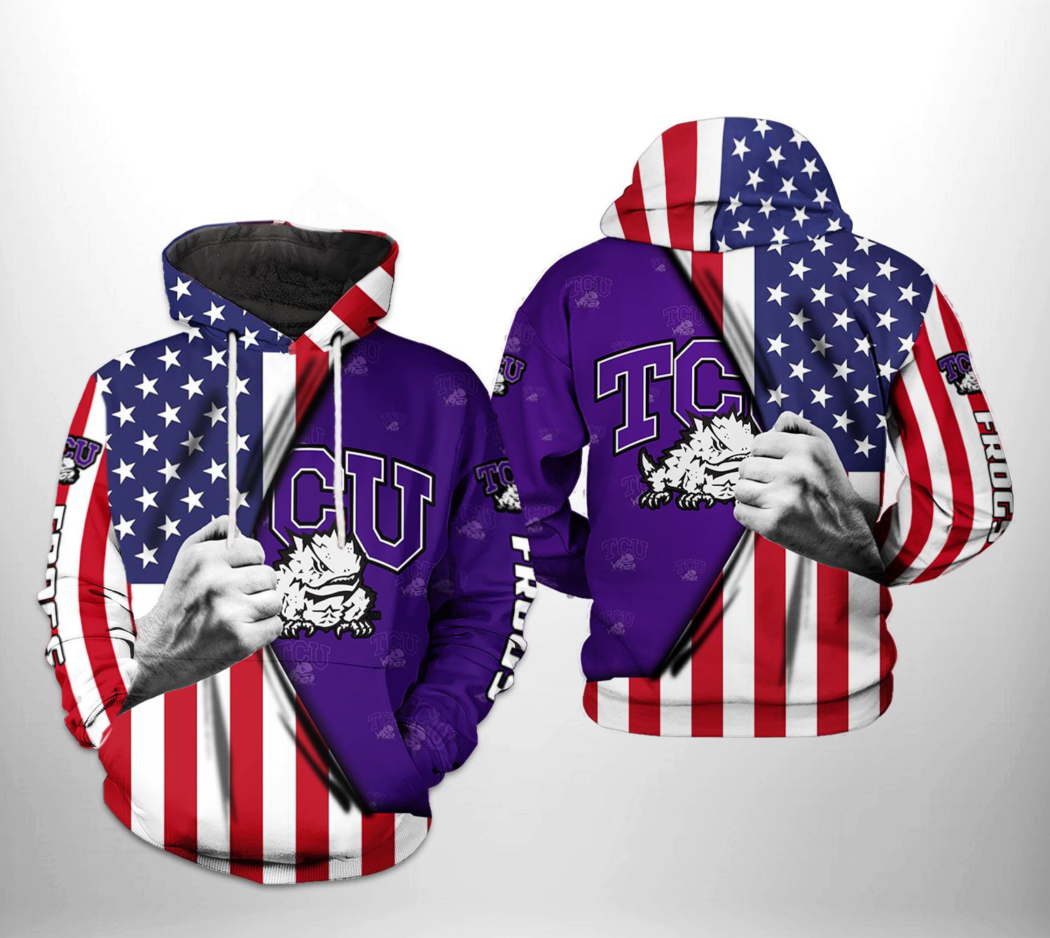 Tcu Horned Frogs NCAA US Flag Hoodie  Zip Hoodie Version 410