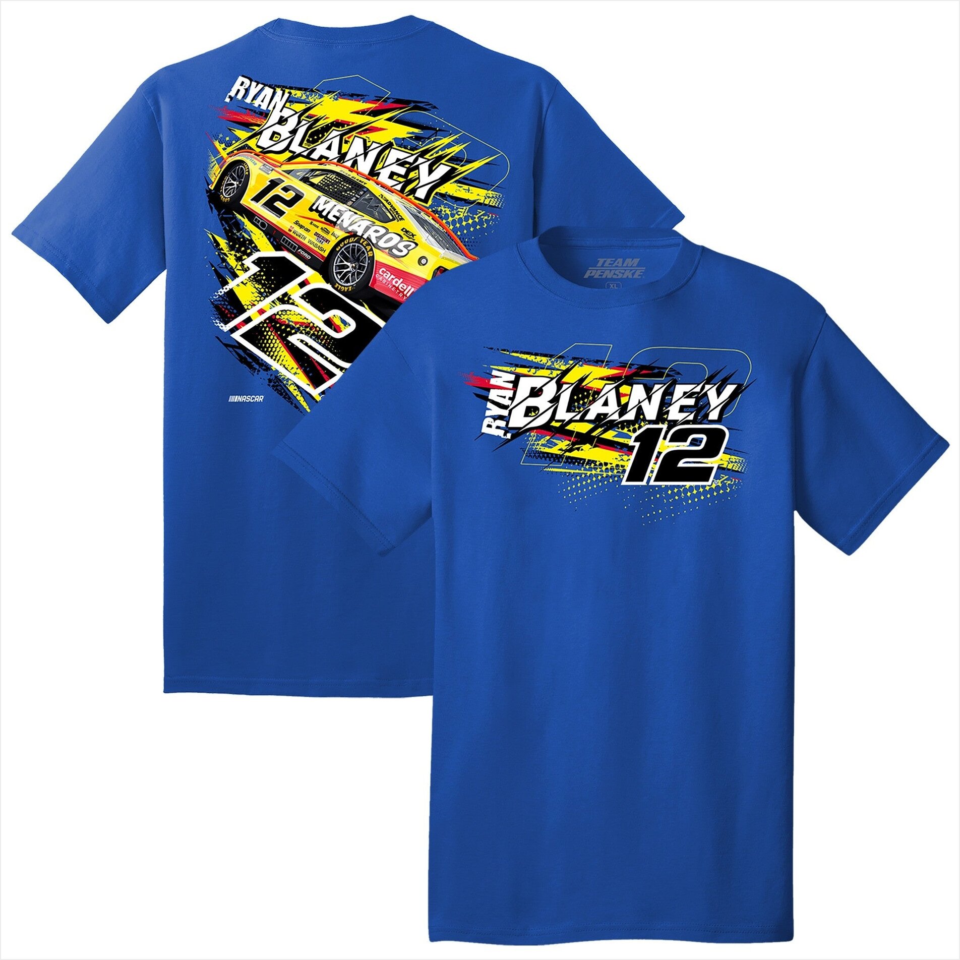 Team Penske Royal Ryan Blaney Menards Cardell Number 12 Car T-Shirt Ryan Blaney Merch