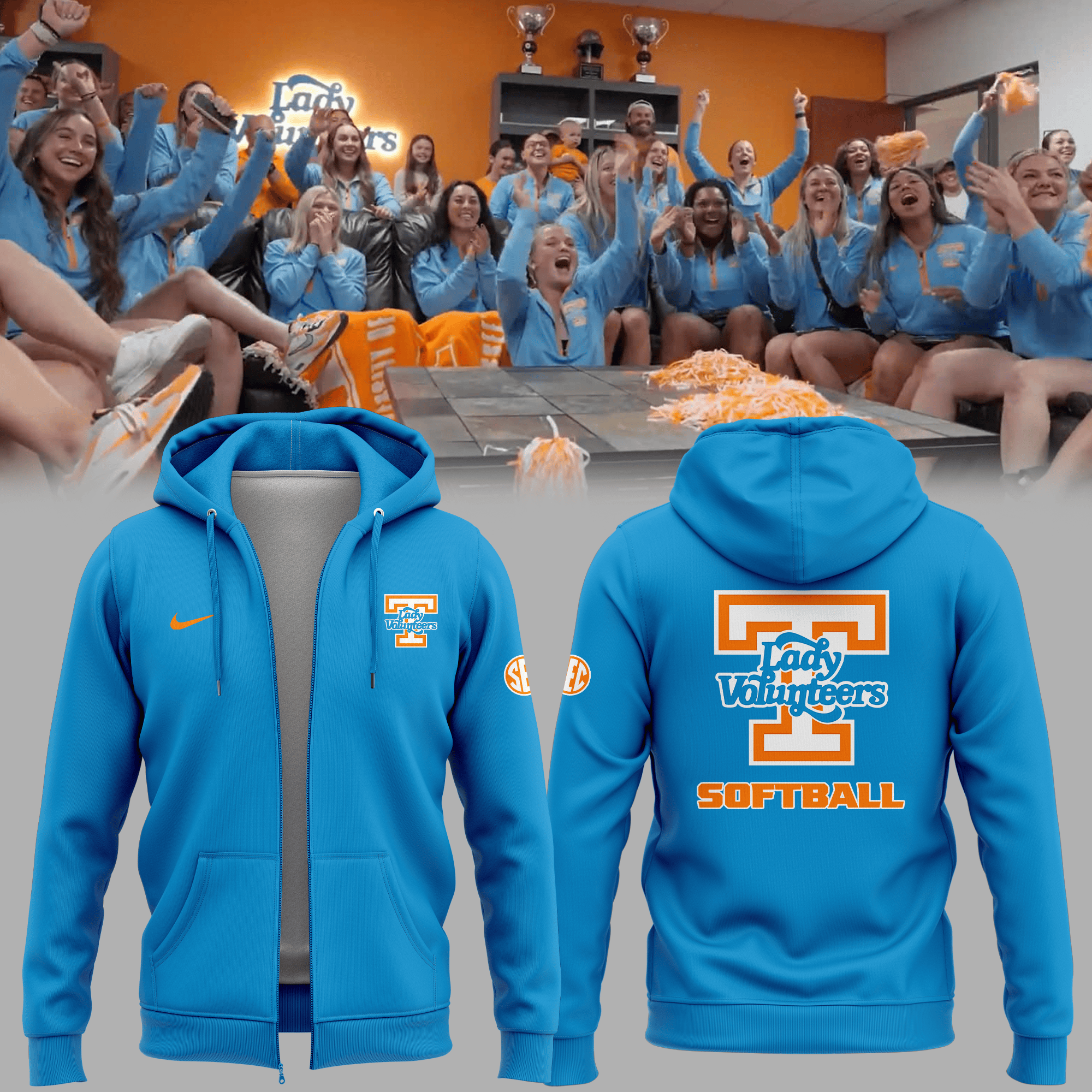 Tennessee Lady Volunteers Softball  Edition 2025 Zip Hoodie Gift Ideas For Softball Fans