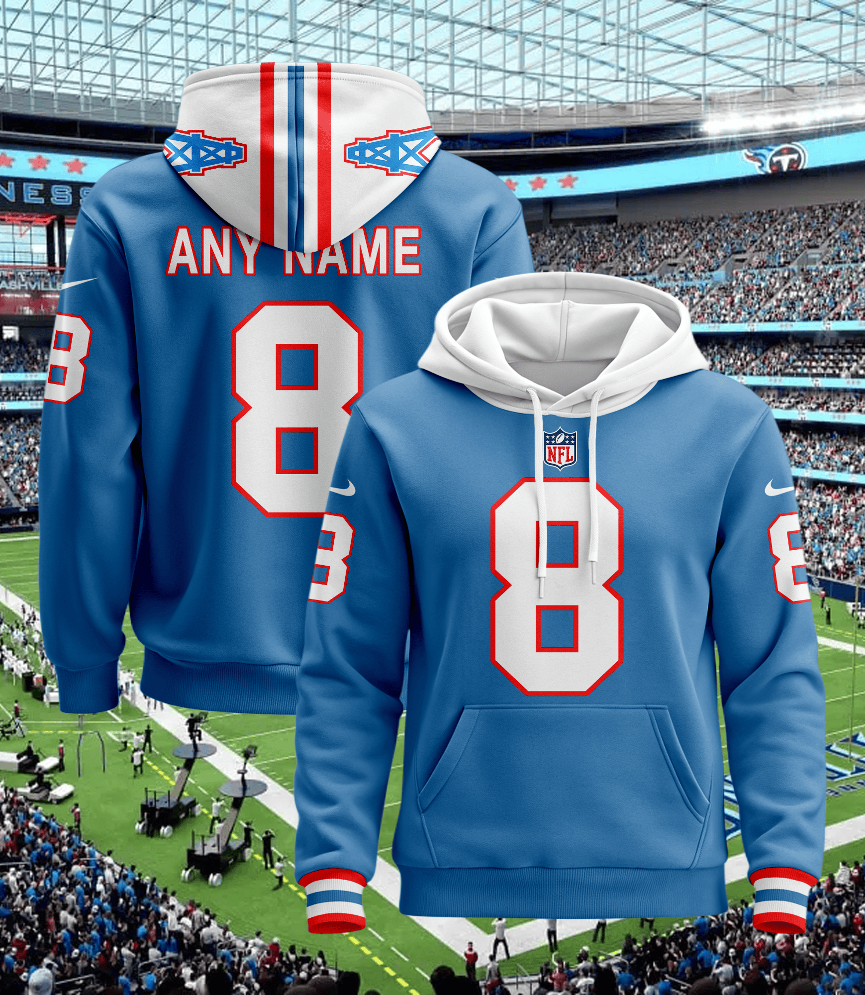 Tennessee Titans Custom Name And Number 3D Hoodie Version 186