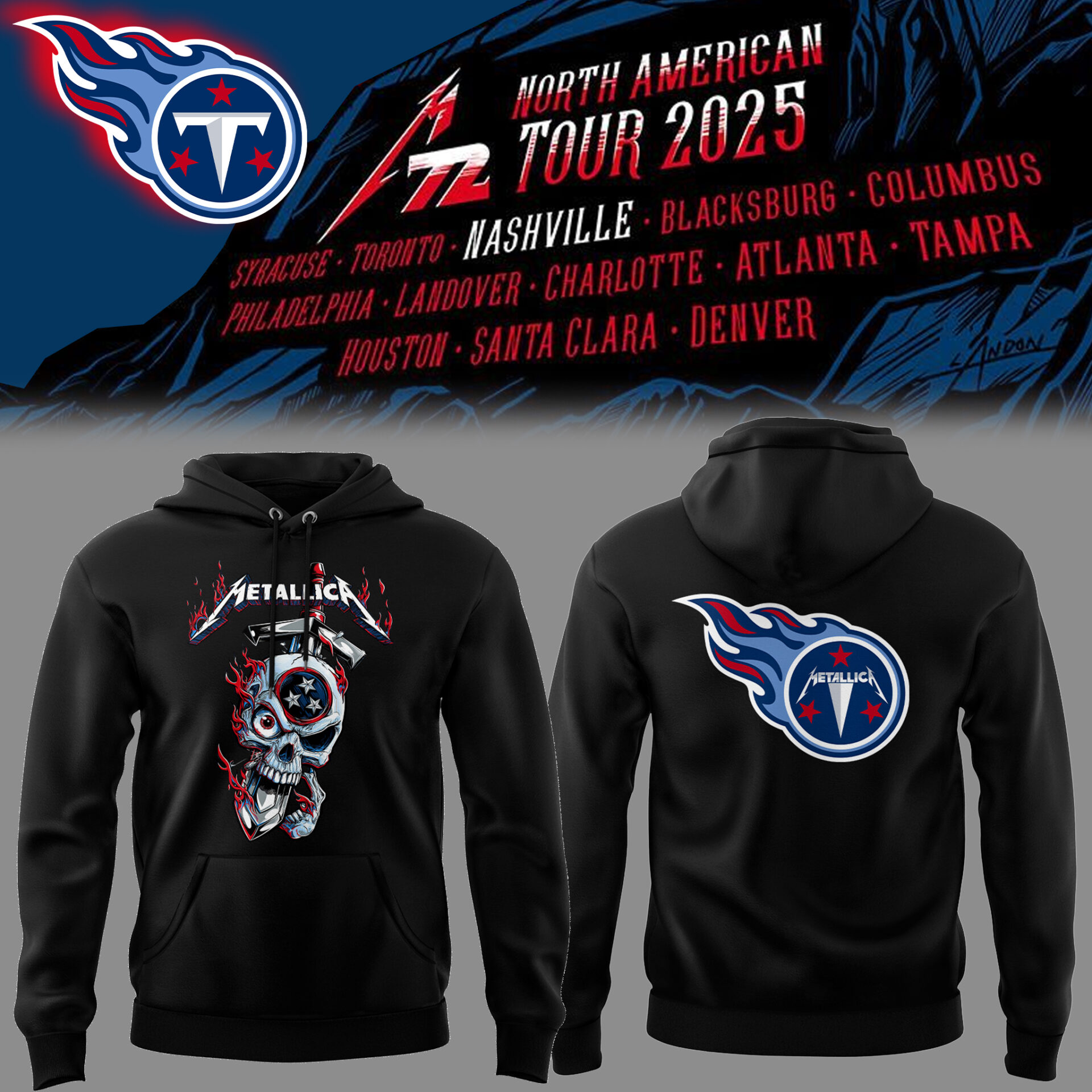 Tennessee Titans Football Music Concert Black Hoodie Gifts To Give Football Players
