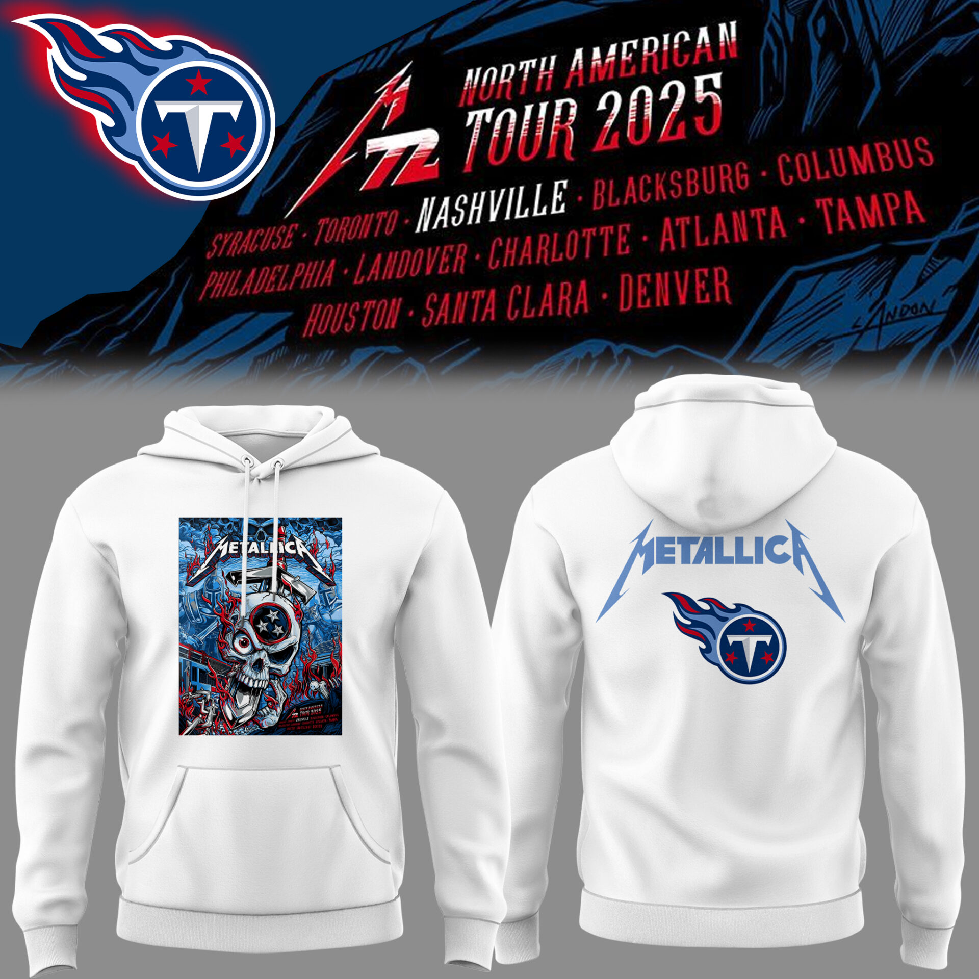 Tennessee Titans Football Music Concert White Hoodie Best Gifts For Football Players