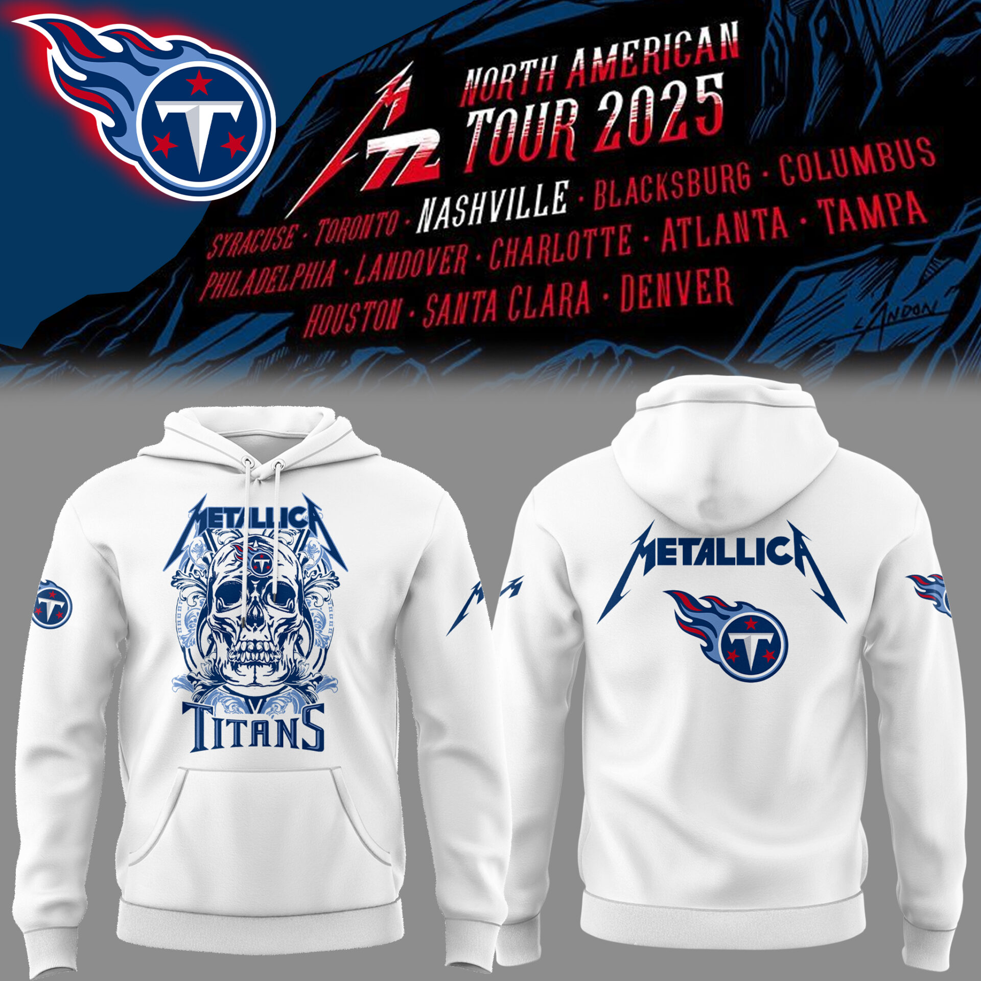Tennessee Titans Football Music Concert White Hoodie Best Presents For Football Fans