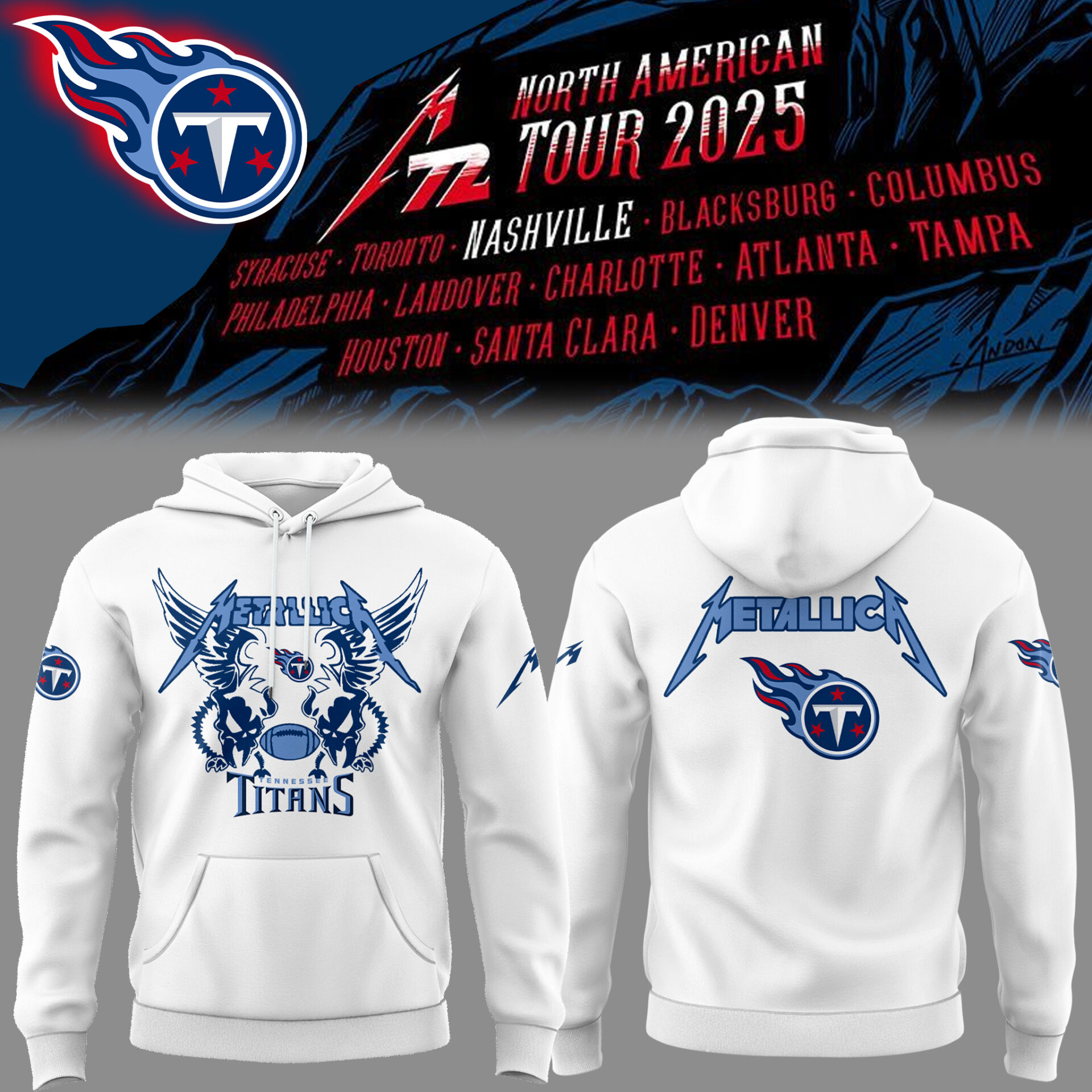 Tennessee Titans Football Music Concert White Hoodie Presents For Football Players