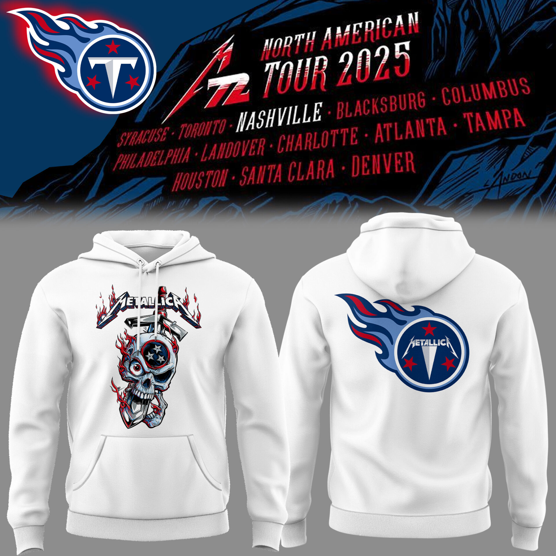 Tennessee Titans Football Music Concert White Hoodie Senior Football Player Gifts