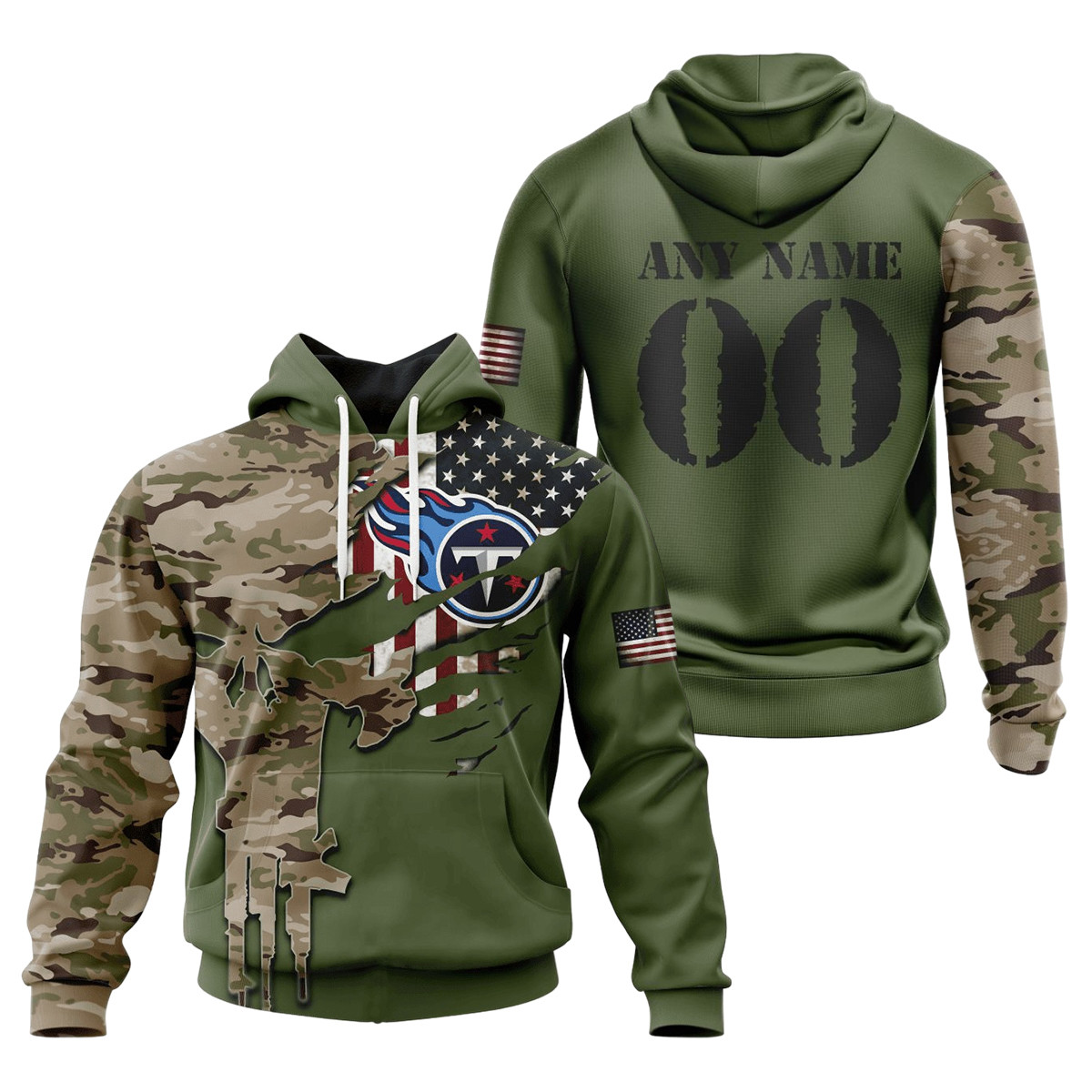 Tennessee Titans Special Camo Design 3D printed Sweatshirt Hoodie Zipped Hoodie