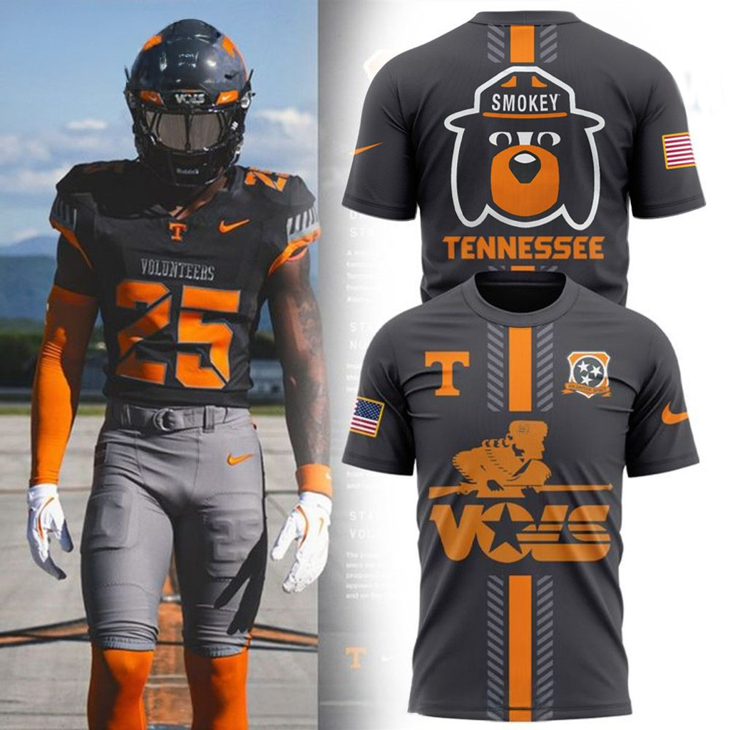 Tennessee Volunteers A Smokey Grey Football T-Shirt 2025 Tennessee Volunteers Merch Mens
