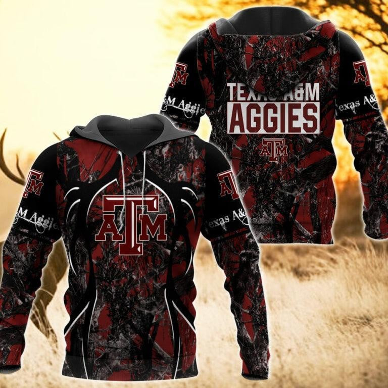 Texas A and M Aggies Camo Hunting 3D printed Sweatshirt Hoodie Zipped Hoodie
