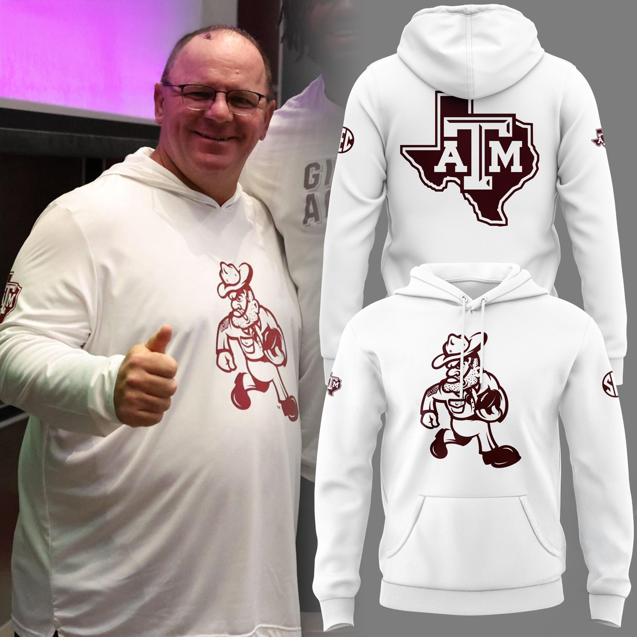 Texas AM Aggies Coach Mike Elko  Edition Hoodie Football Themed Gifts