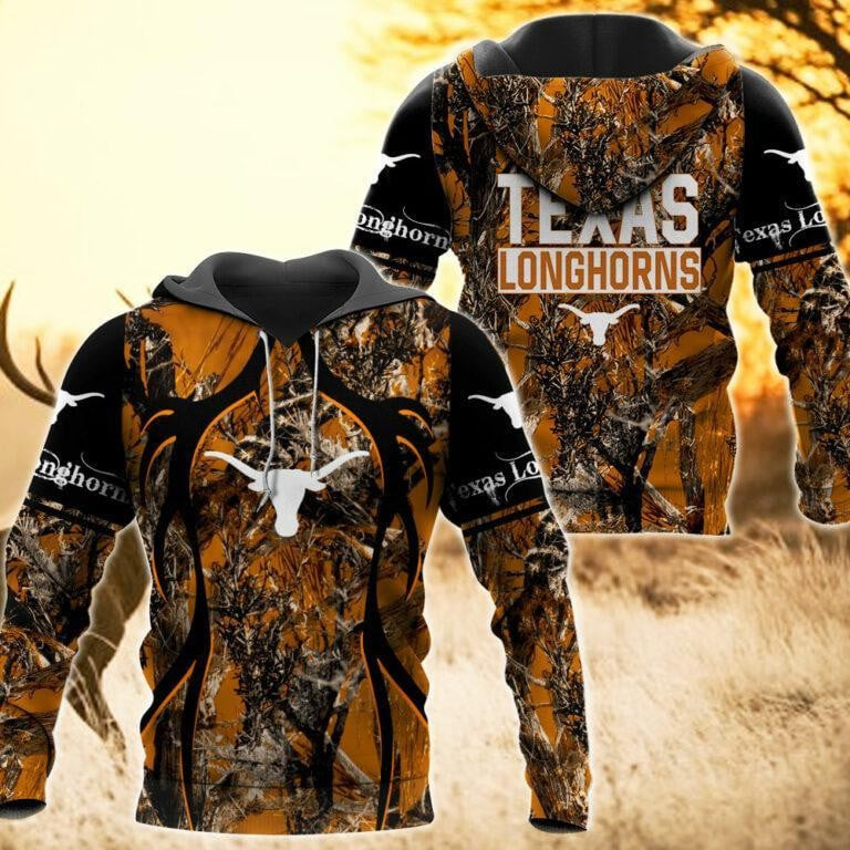Texas Longhorns Camo Hunting 3D printed Sweatshirt Hoodie Zipped Hoodie