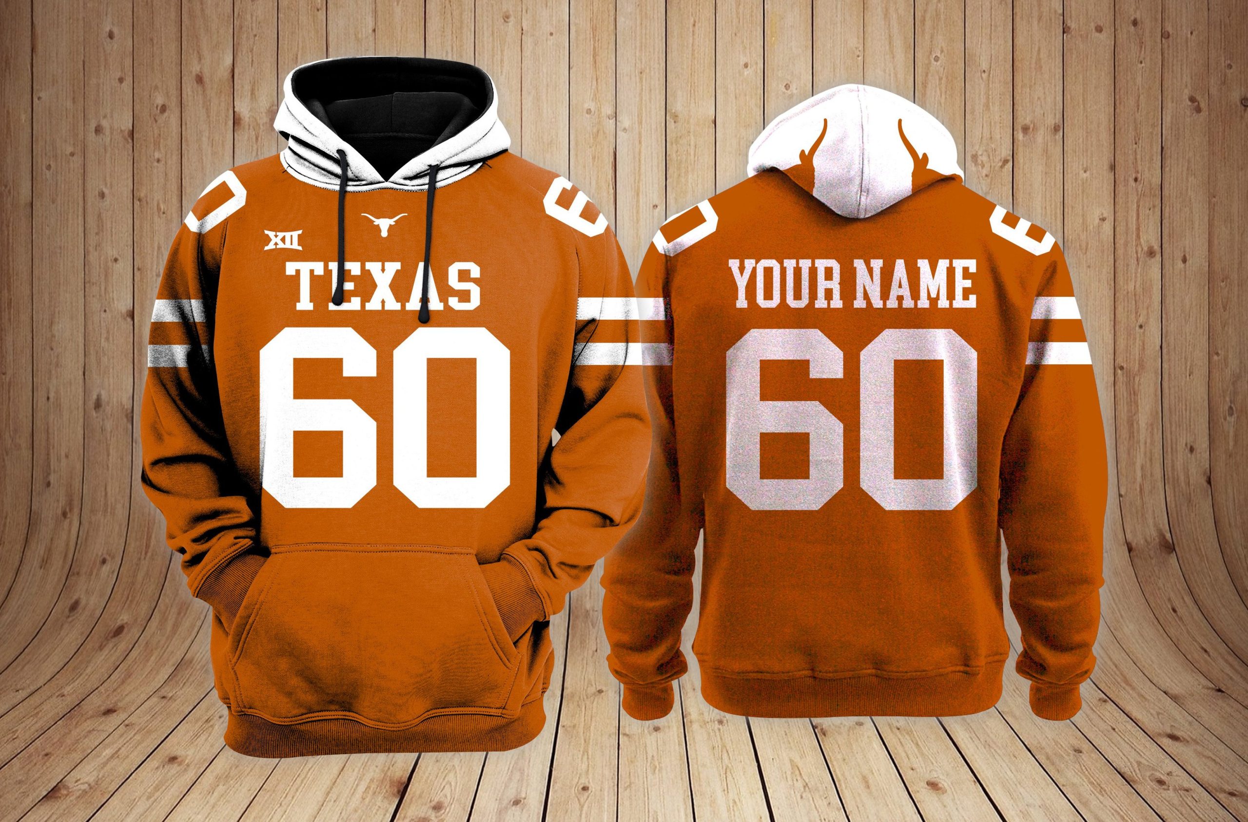 Texas Longhorns Football Custom 3D printed Sweatshirt Hoodie Zipped Hoodie