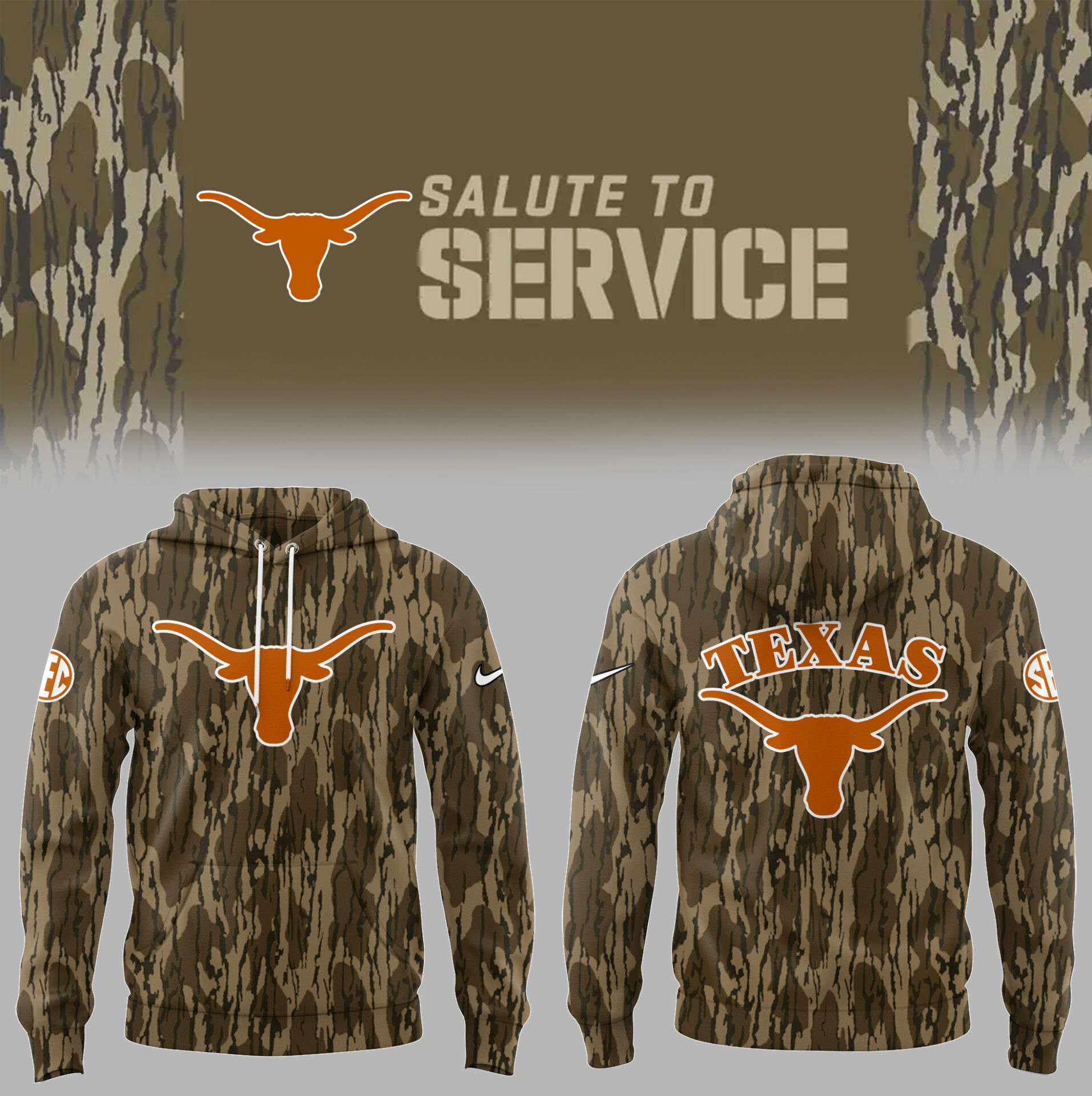 Texas Longhorns Salute To Service Camo Hoodie Football Gifts For Men