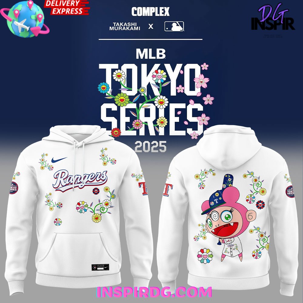 Texas Rangers Takashi Murakami x MLB World Tour Tokyo Series 2025 White Hoodie