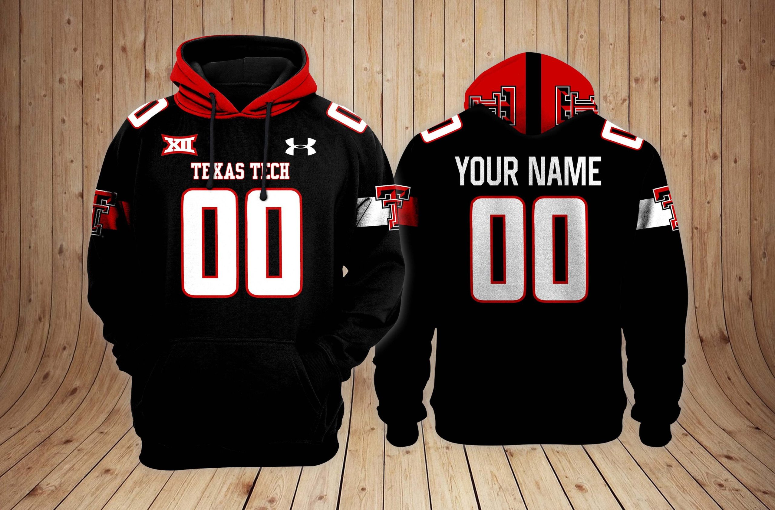 Texas Tech Red Football Custom 3D printed Sweatshirt Hoodie Zipped Hoodie