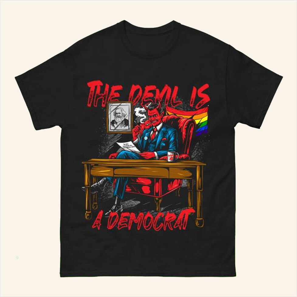 The Devil Is A Democrat T-Shirt Hang Over Gang Official Merch Dad Birthday Gifts BFF Gifts