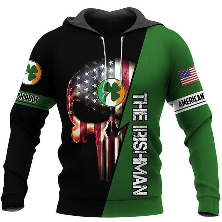 The Irishman Notre Dame Fighting Irish American Skull Hoodie  Zip Hoodie Version 325
