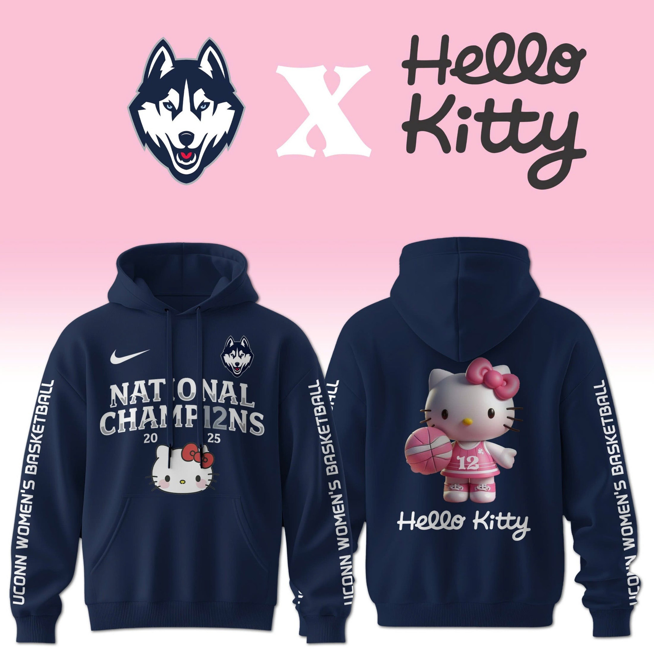 The UConn WomenÃ¢â‚¬â„¢s Basketball x Hello Kitty T-Shirt Good Basketball Fan Gift Ideas