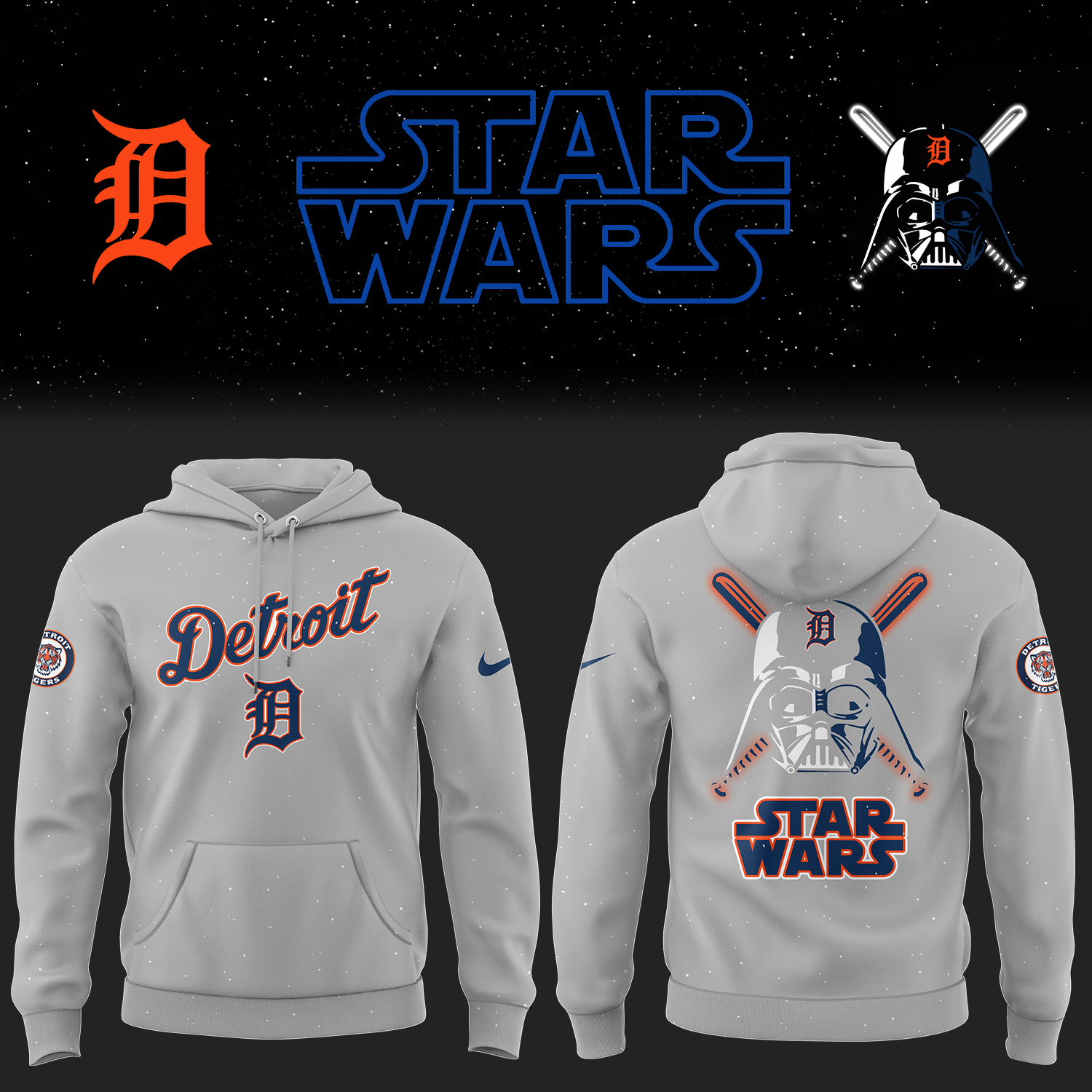 Tigers Baseball Tigers x Star Wars 2025 Gold Hoodie Baseball FatherÃ¢â‚¬â„¢s Day Gifts