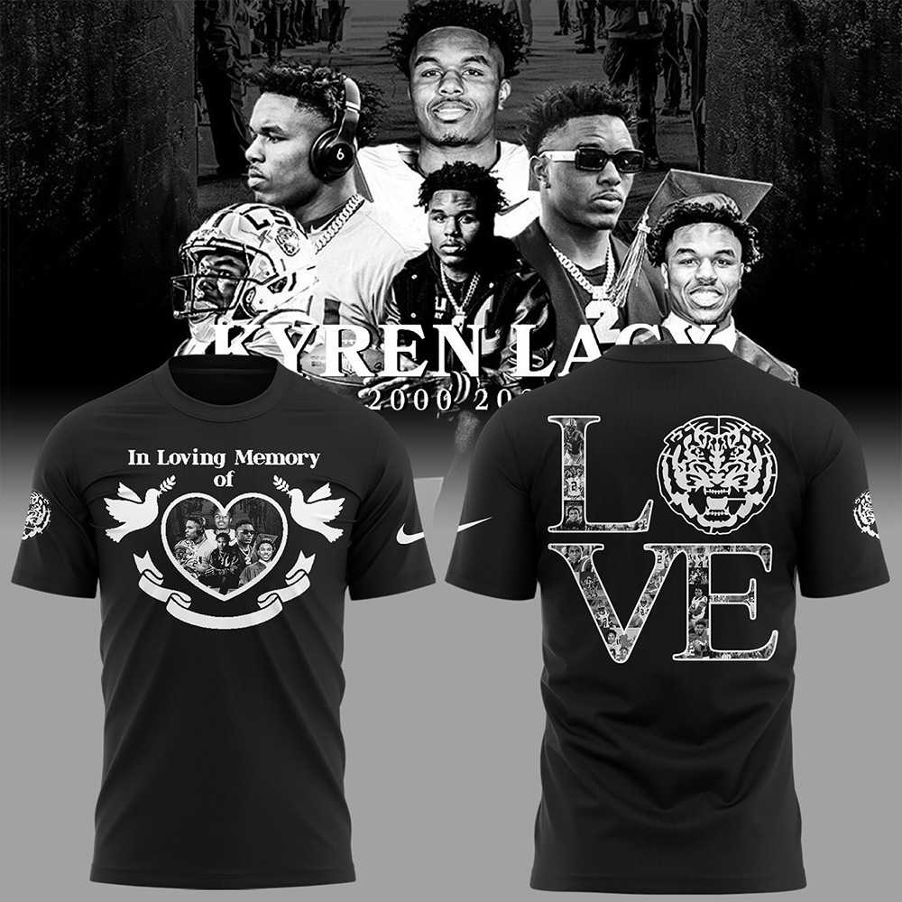 Tigers Football RIP Lacy 2000 2025 Black T-Shirt
