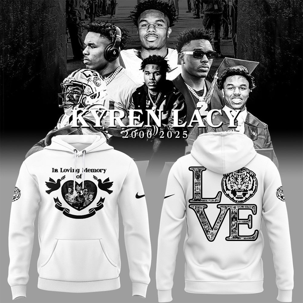 Tigers Football  RIP Lacy White Hoodie 2025
