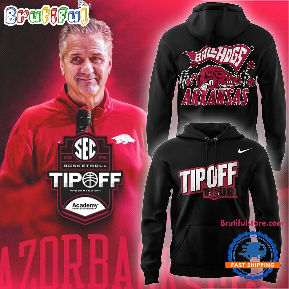 TIPOFF Tour Arkansas Razorbacks Basketball Black Hoodie