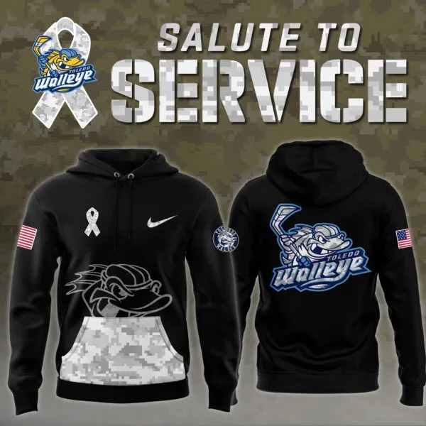 Toledo Walleye Military Night Salute To Service Hoodie Toledo Walleye Merch Unique Hockey Gifts For Fans