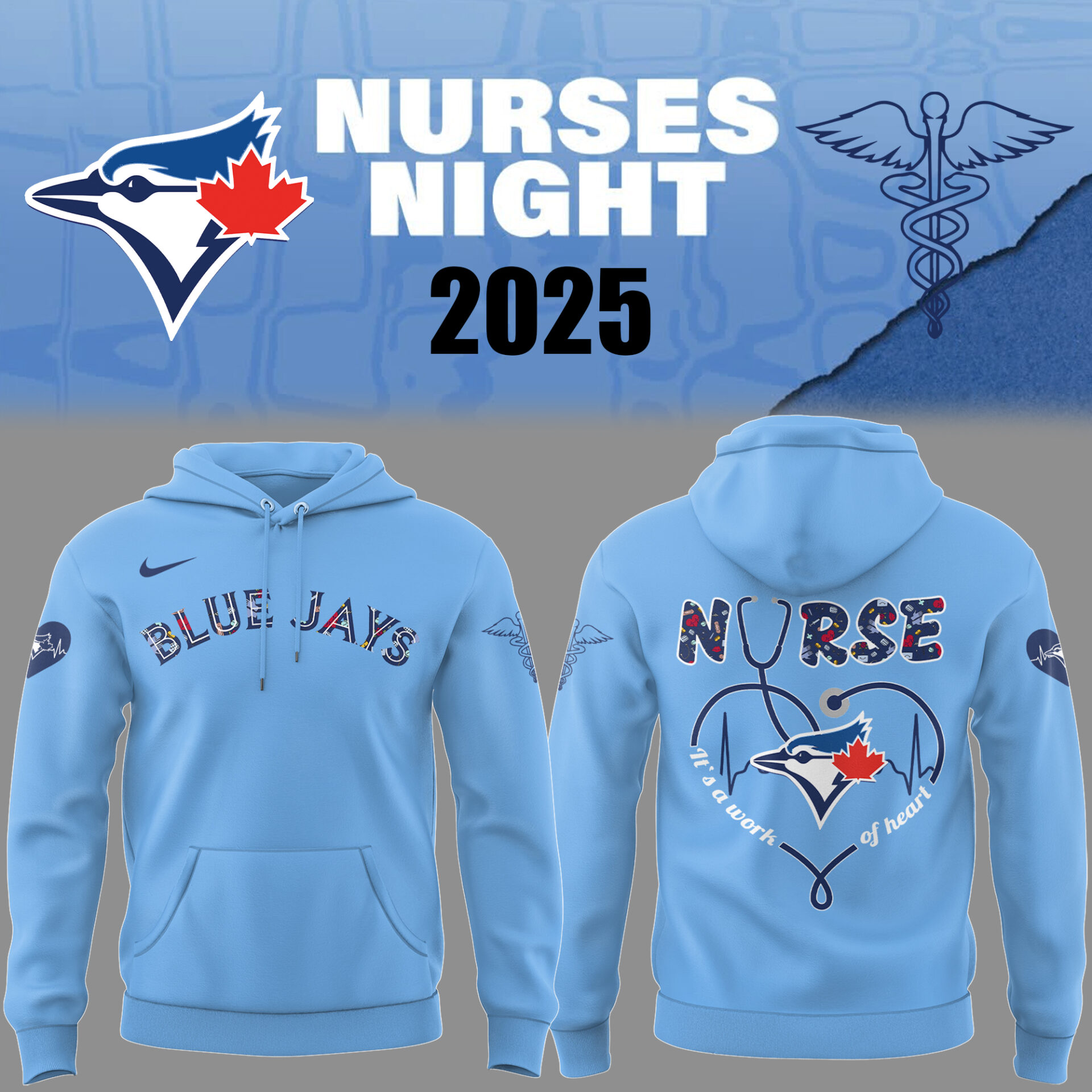 Toronto Blue Jays Baseball Nurses Night Blue Hoodie Baseball Gifts Ideas